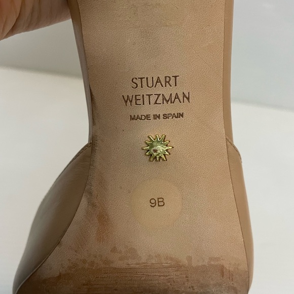 STUART WEITZMAN NUDISTIA 75 SANDAL LEATHER ADOBE SQUARE TOE Size 9B FLAW - Picture 4 of 7